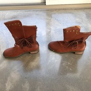 Brown leather boots